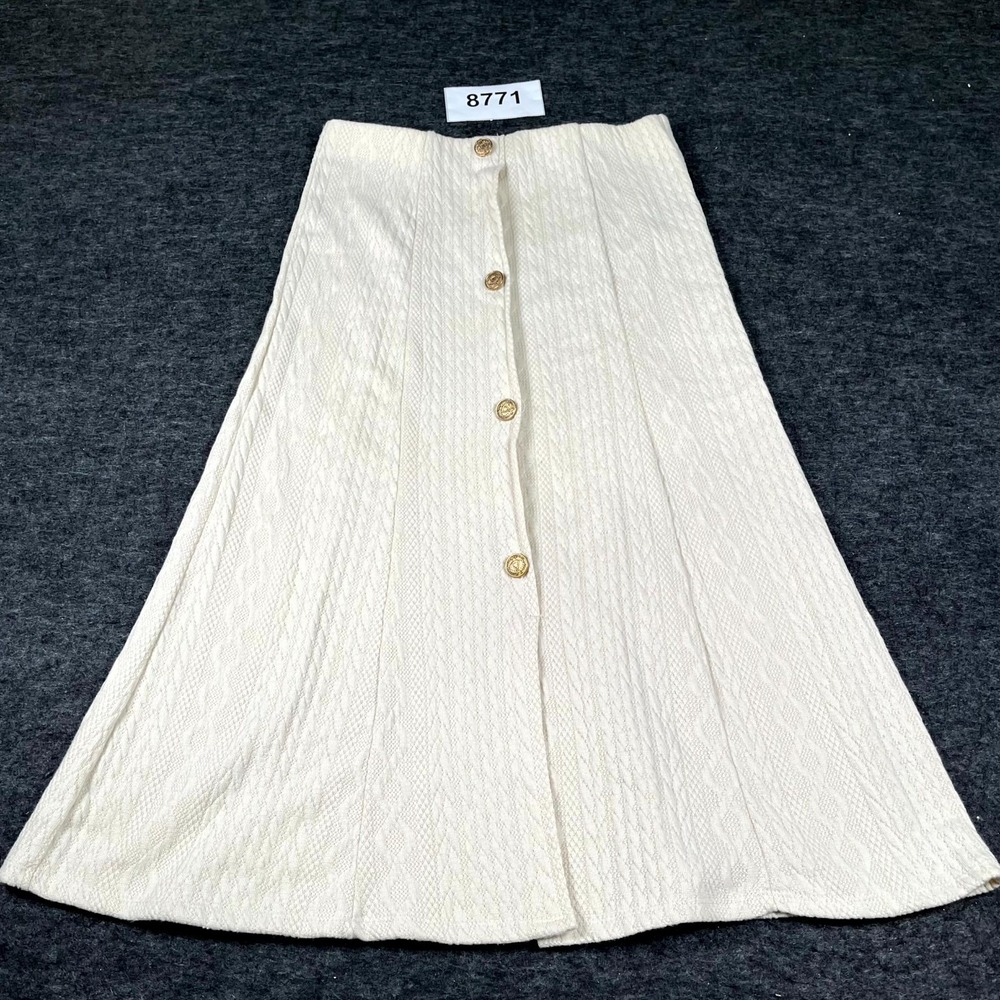 Meg and Margot A Line Skirt Womens Small White Stretch Button Front Casual